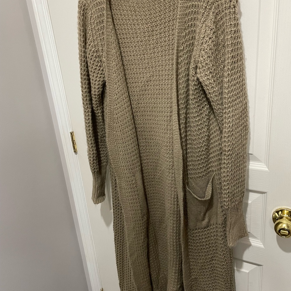 Cozy long sleeve floor length cardigan